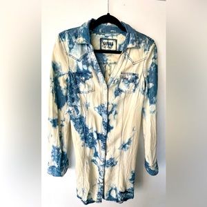 Guess - tie dye denim mini dress.